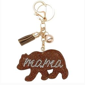 NWT Bling Brown Mama Bear Keychain or Bag Charm with Tassel!